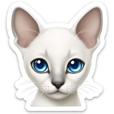 extremely cute kawaii white siamese cat with gray markings and blue eyes sticker