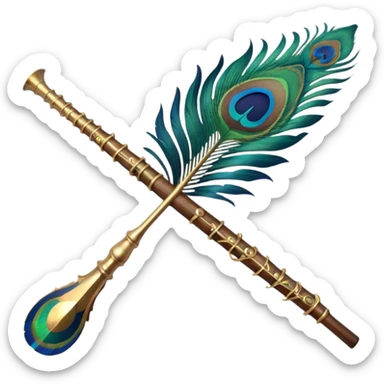 peacock feather emoji with krishna flute sticker
