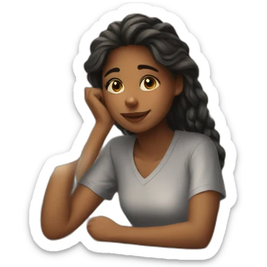 girl study on desk sticker