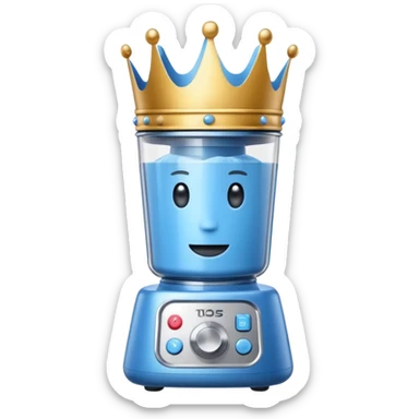 Blue blender with a crown sticker