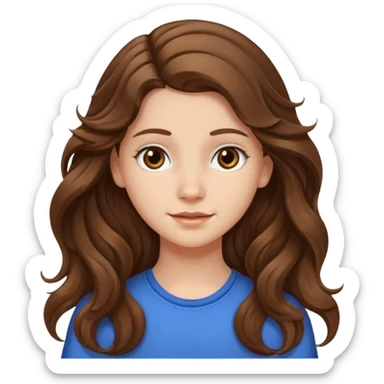 ahora hazme una nina blanca de 14 anos y que tenga el pelo cafe largo y ondulado sticker