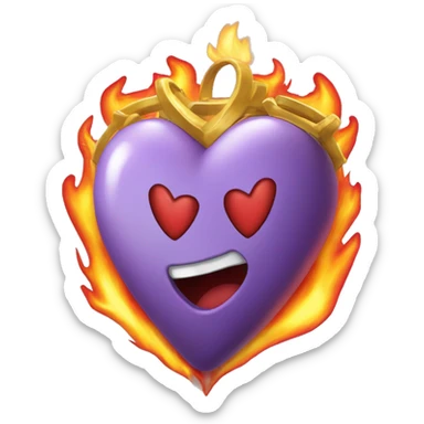 Corazón con fuego y que tenga una corona sticker
