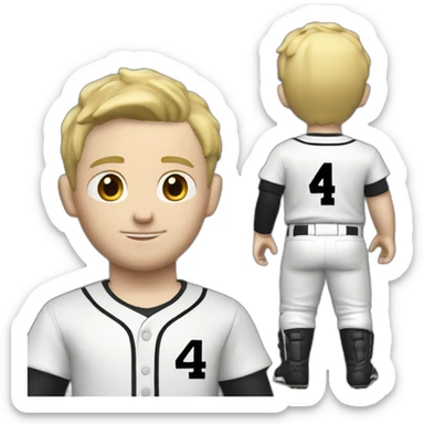 Blonde short hair male baseball player. From back looking over shoulder. Name on back of uniform is C-Rob with a number 4 sticker