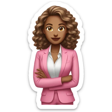 Girl boss light skinned Latina in pink suit with wavy hair  sticker