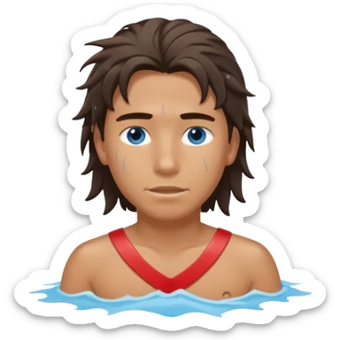 Lifeguard Native American Teenager with messy hair rescuing someone sticker