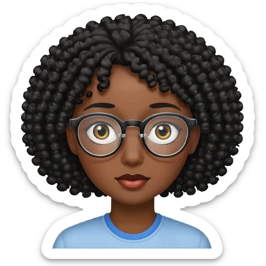 Visage avec les cheveux bouclés noir et des lunettes et des yeux zoomer sticker