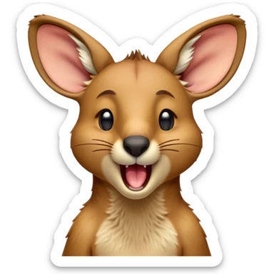 Cinematic Realistic Cute Yawning Kangaroo Portrait Emoji, Head tilted slightly with a dramatic, wide-open yawn, showcasing a soft, textured tawny coat with gently drooping ears and half-closed, drowsy eyes, rendered in exquisite natural detail, high shine, relaxed yet expressive, styled with a dash of rustic charm, soft glowing outline, capturing the essence of a sleepy yet affectionate kangaroo that appears ready to stretch out and settle into a peaceful nap! sticker