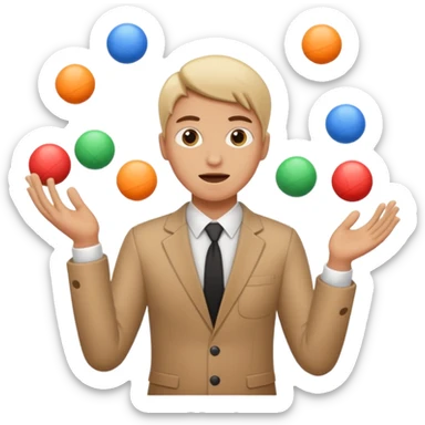 an emoji that depicts a product manager juggling work while mildly panicked and gender neutral  sticker