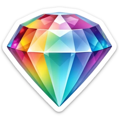 A 3d, not too detailed rainbow colored gem shaped prismatic icon sticker