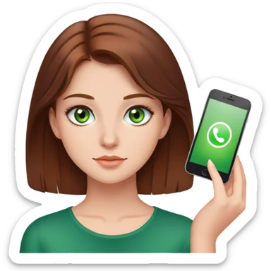 pretty girl with brown hair, green eyes indoors sticker