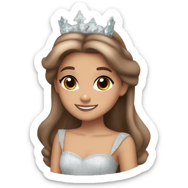 ariana grande as glinda from wicked with brown hair and brown eyes  sticker