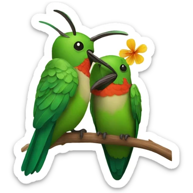 emoji de un colibrí con dos personas enamoradas sticker