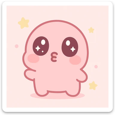 kawaii style, pretty, pink, exaggerated eyes, pouty lips, cute and dumb expression sticker