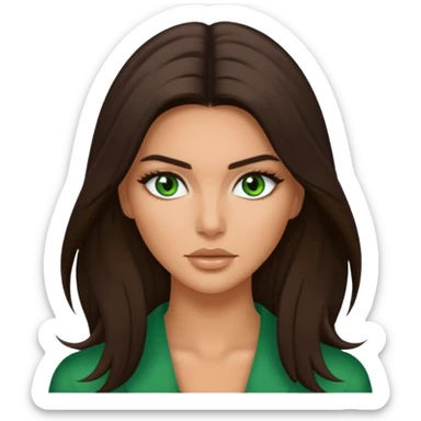 Kendal Jenner with green eyes tan skin long hair model woman sticker