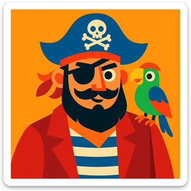pirate with eye patch and parrot sticker