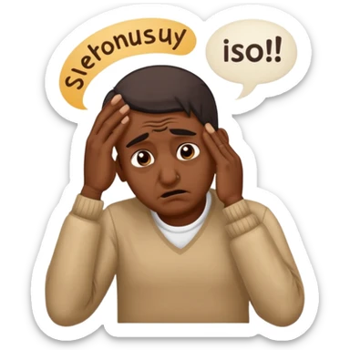 A caricature-style sticker of an Indian man facepalming with frustration but still looking humorous. Add text: ‘Seriously??’ sticker
