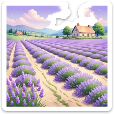 Shiny beautiful glossy purply pastel whitish light sparkly glittery sunny bright lavender lilac flower fields aesthetic scenery grass field cottagecore pastelcore lavendercore realistic real life photo collage image  sticker