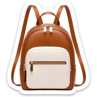small cognac commuter leather backpack purse, women's, clean minimal aesthetic, plain sticker