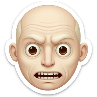 Creepy man with big mouth and no nose and ears sticker