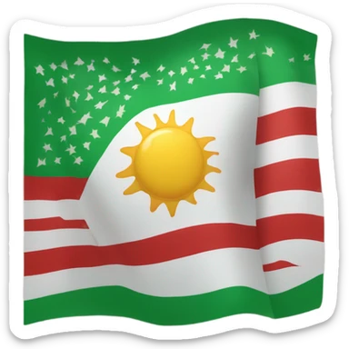 Create a flag with the sun in the middle of the flag, the top part is red, the middle is white and the bottom part is green sticker