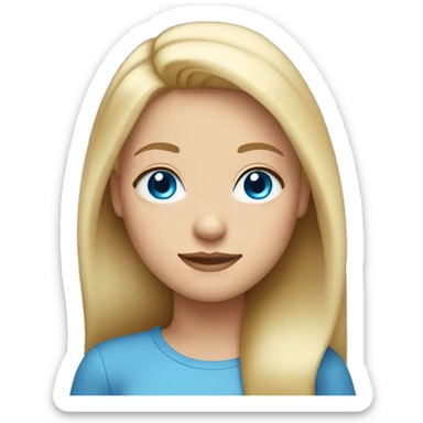 Blonde girl with straight hair and blue eyes  sticker
