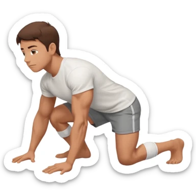 Crawling brunette man on hands and knees from the side sticker