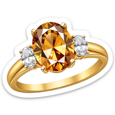 a gold diamond ring, plain band and large oval diamond stone sticker