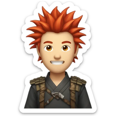 japanese-red-spiked-haired-guy, sharp-teeth sticker
