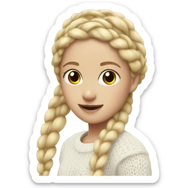 Girl with white Knitted sweater and a blonde Braid sticker