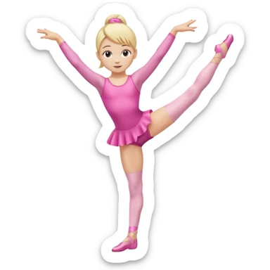 pink dancer-gymnast child with blonde hair balancing on one leg sticker