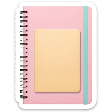 pastel aesthetic notebook, pink cover, slightly open with visible notes inside, beige and yellow paper, soft grain texture, pinterest illustration, no background sticker