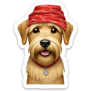 Donald trump and wheaten terrier wearing a red bandana sticker