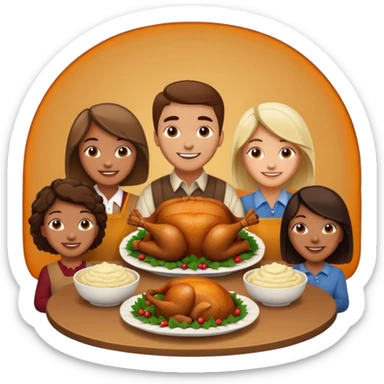 Thanksgiving Dinner with friends of all different races sticker