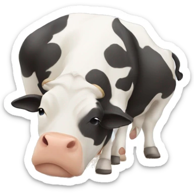Cow doing downward dog yoga pose  sticker