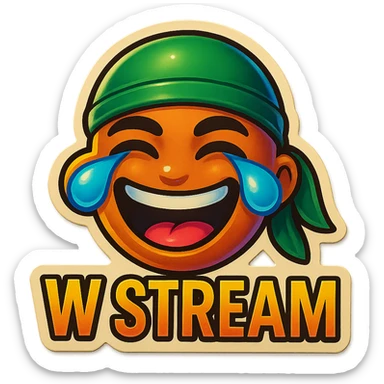 laughing crying 
lol face
Change His durag To Green
Add the words W Stream sticker