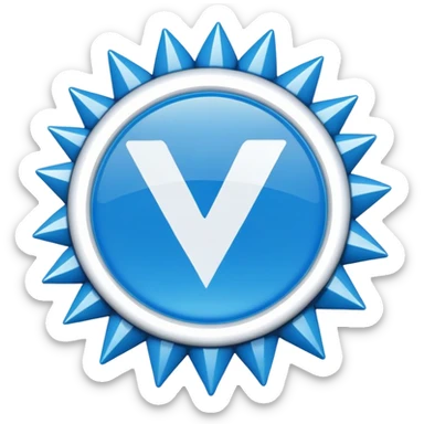 Create a high-res vector icon of a blue badge with 12 rounded spikes and a centered white checkmark. Use a flat #1DA1F2 blue, bold smooth checkmark, and transparent background. Style like social media verified badges. sticker