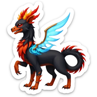 Volcanic Blazing Fiery Evil Skeletal Beaky Feathery Hot Cool Houndoom-Gryphon-Vaporeon-Flareon-fusion (full body) sticker
