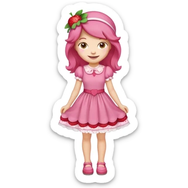 pretty and cute realistic modern day cartoon character strawberry shortcake full body sticker