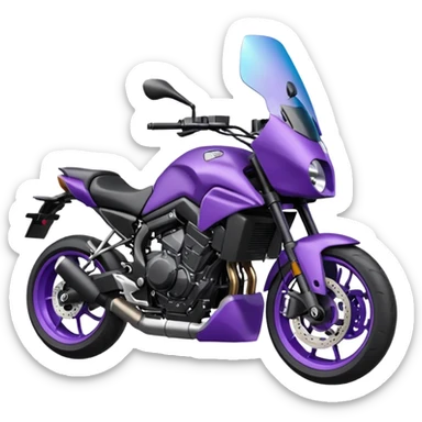 Créer un emoji copiable sur mon système iOS avec une moto mt07 noir mate / violet plus foncé que tu as et iridescent. le style de la mt07 doit être en roadster. sticker