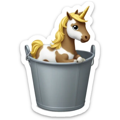 ￼ a white Burnett baby riding a unicorn in a bucket sticker
