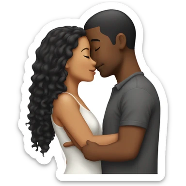 Biracial couple kissing  sticker