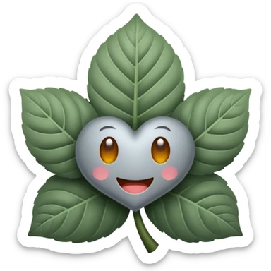 emoji de un trébol gris de 4 hojas sticker