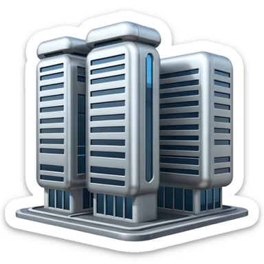 building with technological elements sticker