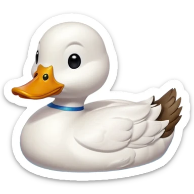 A 3D cartoon duck floating on a calm pond, soft ripples, rounded features, vibrant colors, cute and happy face, Memoji-style lighting. sticker