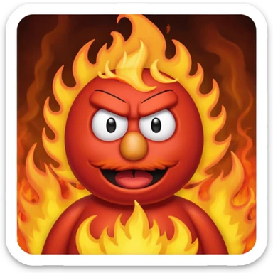 Elmo angry surrounded by fire sticker