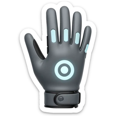 Minimal emoji of a futuristic nano-tech glove with subtle glowing lines, flat sci-fi wearable icon sticker