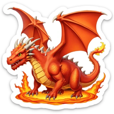 Le Molosse de Lave, c’est un monstre volant fait de roche et de magma, genre un dragon golem sorti d’un donjon niveau enfer.
Son corps est énorme, tout en pierre noire craquelée sticker
