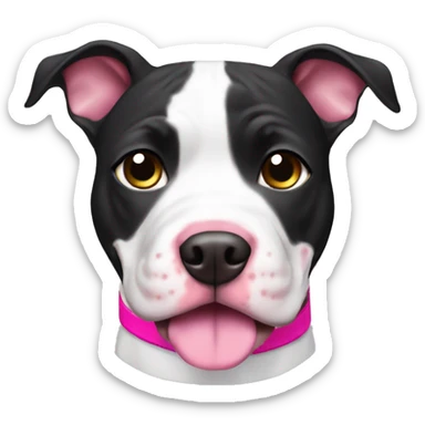Black and white Pitbull with pink collar sticker