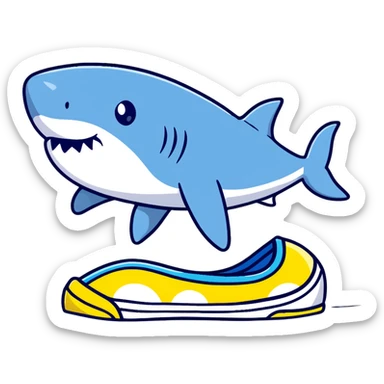 blue shark with blue Nike tennis shoes sticker