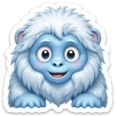 Cinematic Cute Yeti Portrait Emoji, with a charming, small, fluffy form in soft snowy whites and cool blues, featuring big, innocent eyes and a shy, gentle smile, simplified yet irresistibly endearing, highly detailed with a soft glowing outline that captures the whimsical charm of a friendly yeti ready for a cuddle! sticker